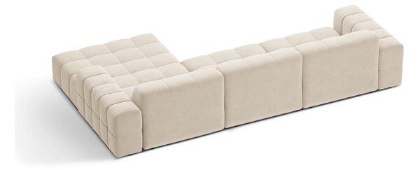 Divano angolare color crema (con penisola a destra/con chaise lounge) con rivestimento in velluto Chicago – Cosmopolitan Design