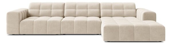 Divano angolare color crema (con penisola a destra/con chaise lounge) con rivestimento in velluto Chicago – Cosmopolitan Design