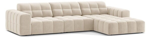Divano angolare color crema (con penisola a destra/con chaise lounge) con rivestimento in velluto Chicago – Cosmopolitan Design