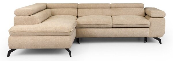 Divano angolare beige (con penisola a sinistra/a L) con rivestimento in ciniglia Marbeya – Ropez