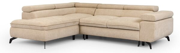 Divano angolare beige (con penisola a sinistra/a L) con rivestimento in ciniglia Marbeya – Ropez