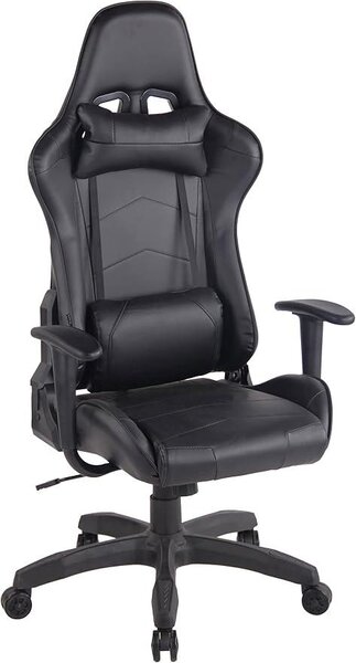 Sedia da ufficio Mirage, rivestita in ecopelle. Struttura: plastica, colore nero. Seduta: ecopelle, colore nero/nero