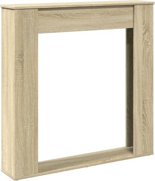 Cornice per camino in legno effetto Sonoma, dimensioni 100x20x100 cm. Mensola per camini elettrici con funzione di protezione dal calore e superficie di appoggio. Accessorio per camini, ideale per soggiorni e stufe a legna