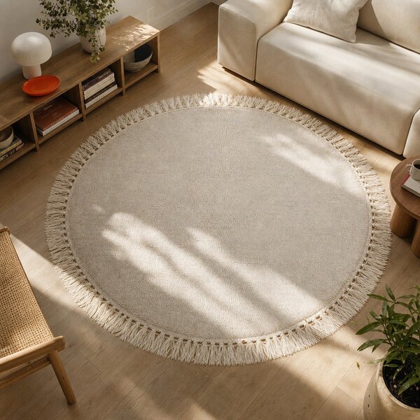 Tappeto in lana beige , ⌀ 110 cm Nature - Bloomingville