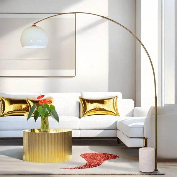 Piantana arco illuminando curve g nr os e27 led metallo marmo acrilico - Illuminando