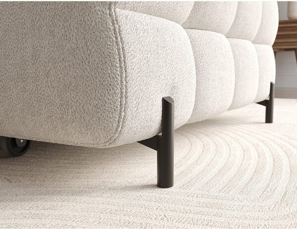 Divano angolare color crema allungabile/con contenitore (con penisola a destra/con chaise lounge) con rivestimento in bouclé Felro – ELTAP