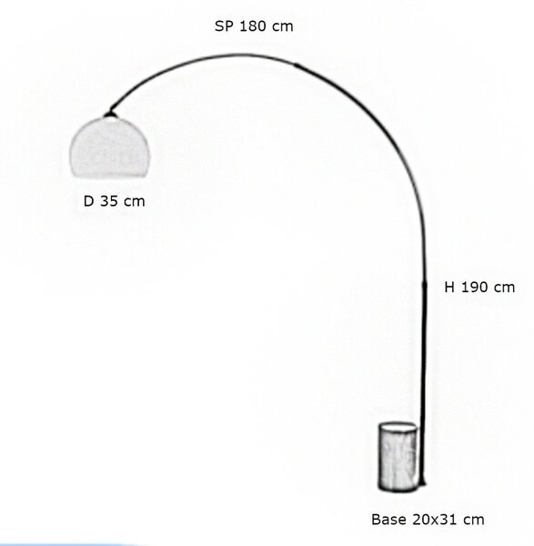 Piantana arco illuminando curve p nr curvepnrnr e27 led metallo marmo acrilico - Illuminando
