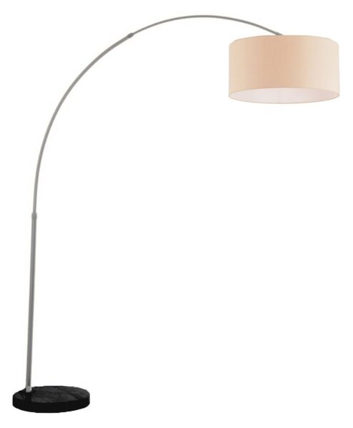 Piantana arco illuminando boing cilindro p 43 nk e27 led metallo marmo nero paralume tessuto - Illuminando