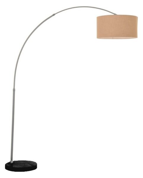 Piantana arco illuminando boing cilindro p 43 nk e27 led metallo marmo nero paralume tessuto - Illuminando