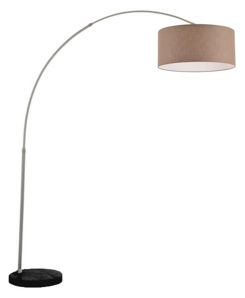 Piantana arco illuminando boing cilindro p 43 nk e27 led metallo marmo nero paralume tessuto - Illuminando