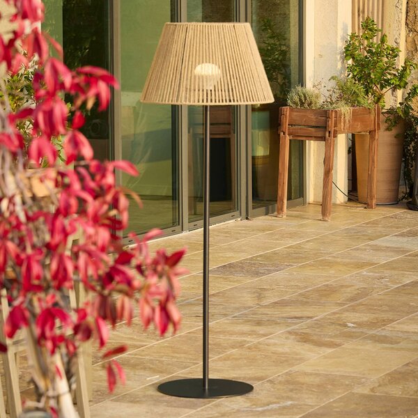 Lumisky Lampada LED da pavimento ricaricabile Raffy, nera/marrone chiaro, altezza 166 dimmerabile, Marrone / Ruggine, Plastica, Moderno