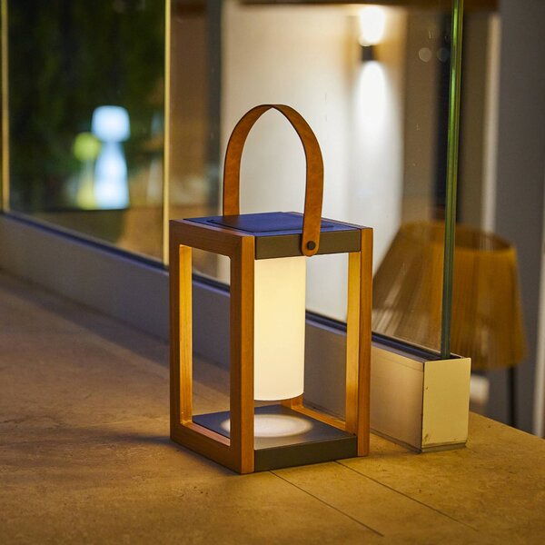 Lumisky Lanterna solare a LED Seraphina, color teak, altezza 32 cm, metallo Seraphina, Legno scuro, Metallo