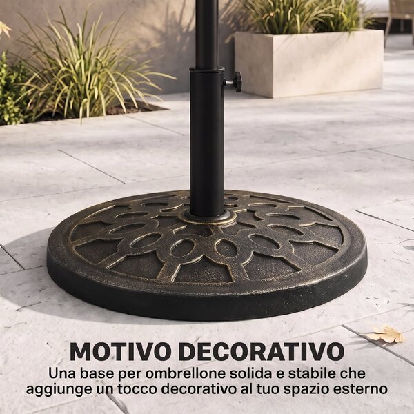 Outsunny Base per Ombrellone Rotondo per Pali da Ø38 e Ø48 mm, in Resina e Acciaio, Ø45 cm, Bronzo