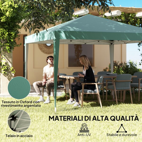 Outsunny Gazebo 3x3m Piegehvole con Borsa per Trasporto, Impermeabile, per campeggio e party,in Acciaio e Tessuto Oxford,Verde | Aosom Italy