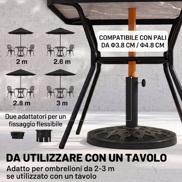 Outsunny Base per Ombrellone Rotondo per Pali da Ø38 e Ø48 mm, in Resina e Acciaio, Ø45 cm, Bronzo
