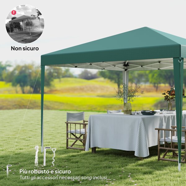 Outsunny Gazebo 3x3m Piegehvole con Borsa per Trasporto, Impermeabile, per campeggio e party,in Acciaio e Tessuto Oxford,Verde | Aosom Italy