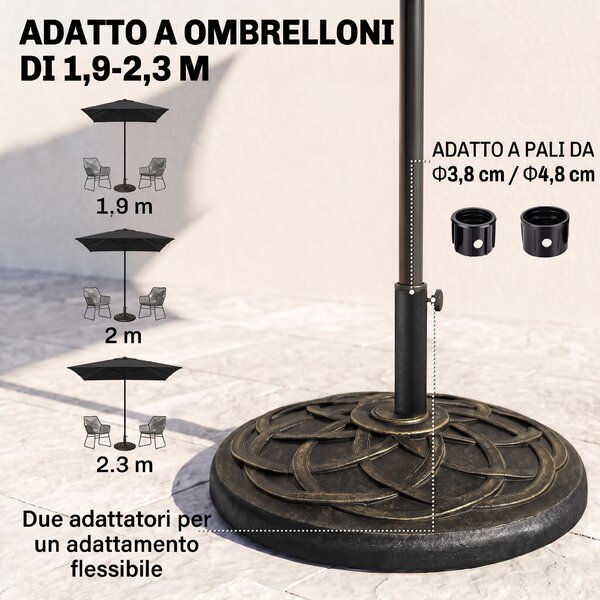 Outsunny Base Ombrellone in Resina 19kg, Decorazioni Eleganti, Accoppiatore, Antiruggine, Φ54.5cm, Stile Raffinato, Bronzo|Aosom