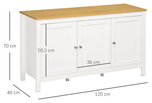 HOMCOM Mobile Contenitore con 2 Armadietti a 2 Ripiani Regolabili su 3 Altezze, 120x40x70 cm, Bianco e color Legno | Aosom Italy