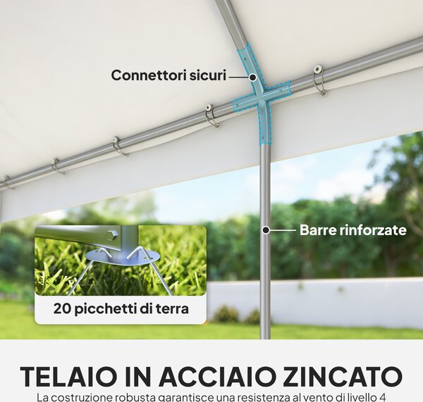 Outsunny Tendone per Feste 4x6 m con Finestre e 4 Pareti Laterali Rimovibili, in Acciaio e PE, Bianco | Aosom Italy