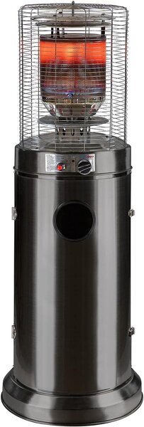 Stufa a gas, riscaldatore per terrazza, riscaldatore, "fungo" riscaldante, colore nero, potenza 5-10 kW, angolo di riscaldamento 360°