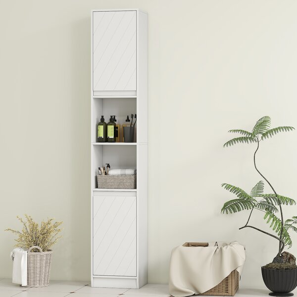 HOMCOM Mobile Colonna Bagno, Mobile Contenitore con 2 Ante, 2 Scomparti Aperti, 30x24x170 cm, Bianco | Aosom Italy