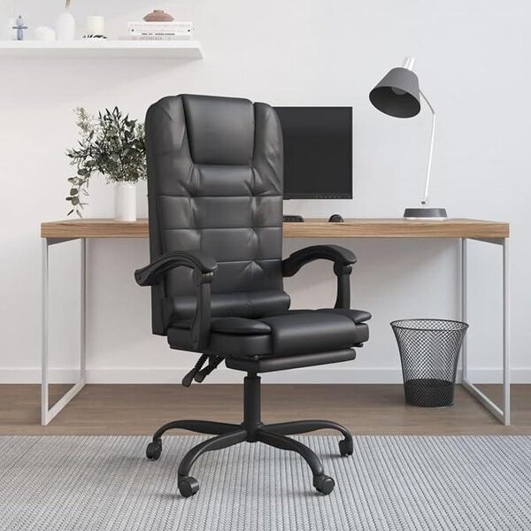 Sedia da ufficio ergonomica, sedia da computer, sedia da scrivania, poltrona da ufficio per dirigenti con funzione massaggio, in ecopelle, colore nero