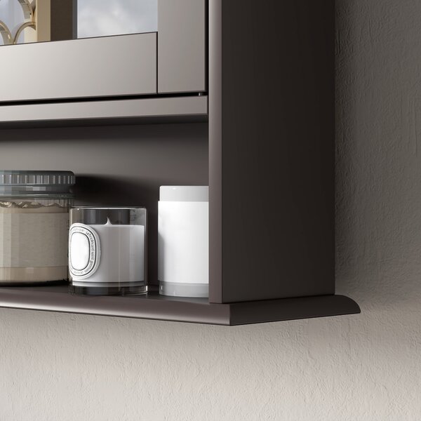 Kleankin Armadio da Bagno con Specchio, Armadio da Parete con 2 Ante, Ripiano Aperto e Ripiano Regolabile, 56x13x58 cm, Marrone Scuro | Aosom Italy