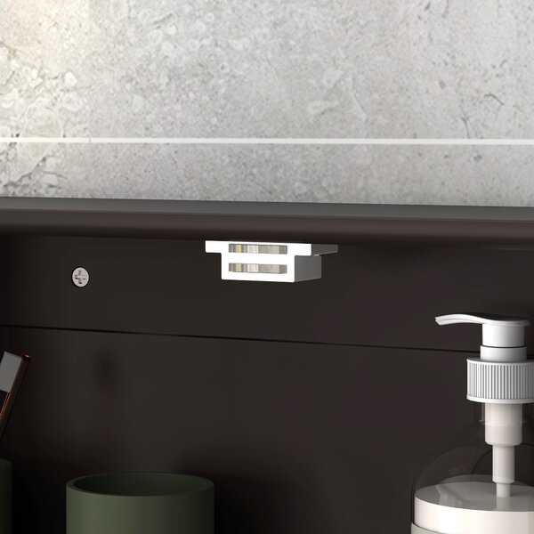 Kleankin Armadio da Bagno con Specchio, Armadio da Parete con 2 Ante, Ripiano Aperto e Ripiano Regolabile, 56x13x58 cm, Marrone Scuro | Aosom Italy
