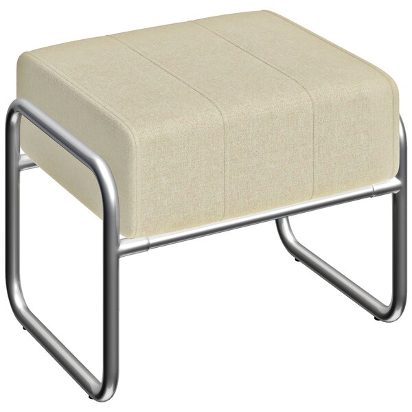 HOMCOM Poggiapiedi Pouf Seduta Imbottito Spesso con Rivestimento in Chenille e Gambe in Acciaio, per Camera da Letto, Beige | Aosom Italy