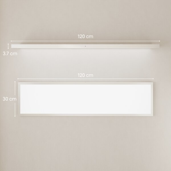 HOMCOM Set da 4 Lampade da Soffitto Colore Regolabile con Interruttore DIP e a Parete 3000K/4000K/6000K, 120x30x3,7 cm, Bianco | Aosom Italy