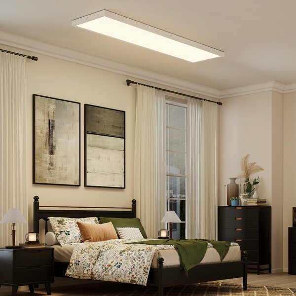 HOMCOM Set da 4 Lampade da Soffitto Colore Regolabile con Interruttore DIP e a Parete 3000K/4000K/6000K, 120x30x3,7 cm, Bianco | Aosom Italy