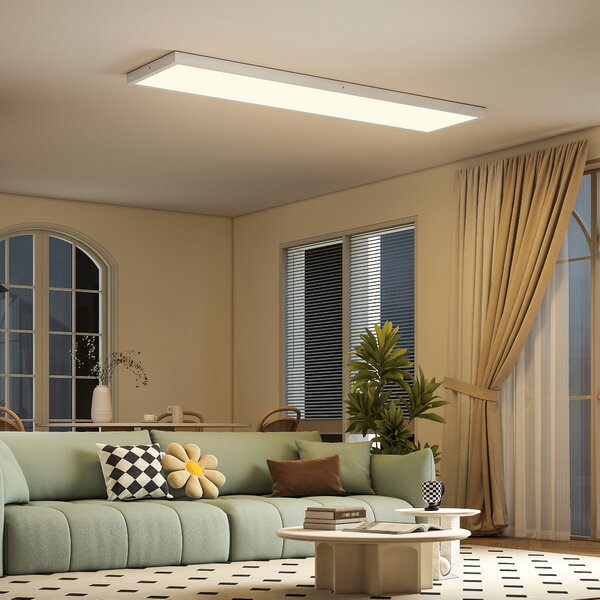 HOMCOM Set da 4 Lampade da Soffitto Colore Regolabile con Interruttore DIP e a Parete 3000K/4000K/6000K, 120x30x3,7 cm, Bianco | Aosom Italy