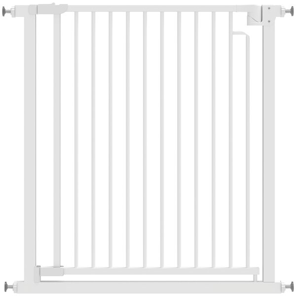 PawHut Cancelletto per Scale, Cancello di Protezione senza Forare con Chiusura Automatica, 76-80x76 cm, Bianco | Aosom Italy