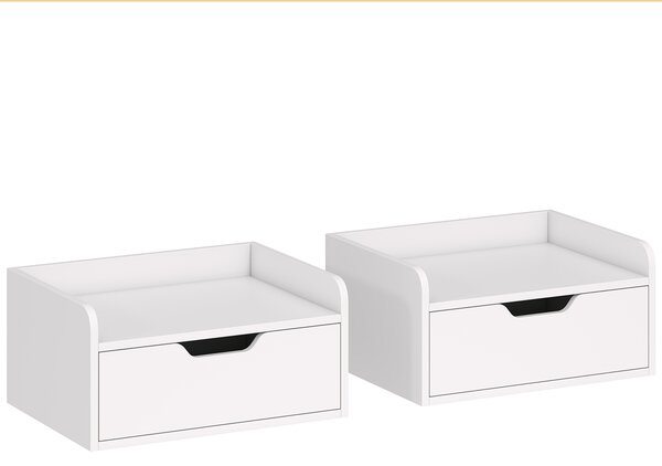 HOMCOM Set da 2 Comodini da Parete, Comodini Sospesi con Cassetto e Piano in Effetto Legno, 40x30x19,5 cm, Bianco | Aosom Italy