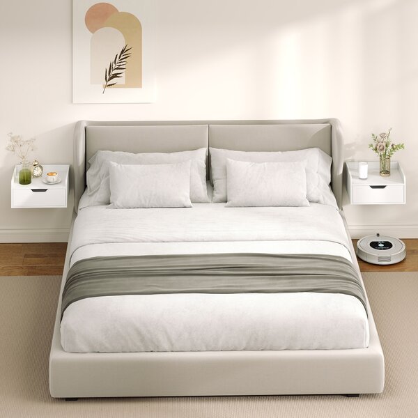 HOMCOM Set da 2 Comodini da Parete, Comodini Sospesi con Cassetto e Piano in Effetto Legno, 40x30x19,5 cm, Bianco | Aosom Italy