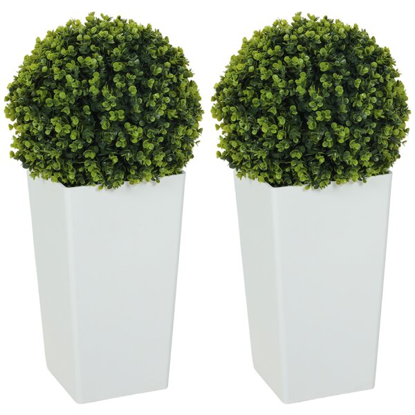 HOMCOM Set da 2 Sfere di Eucalipto Artificiali 65 cm con Protezione UV, Verde | Aosom Italy