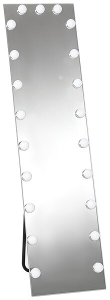 HOMCOM Specchio a Figura Intera 150x40 cm, Specchio da Terra RGB-LED con 21 Lampadine, 7 Tonalità, Interruttore Touch di Funzione Memoria | Aosom Italy