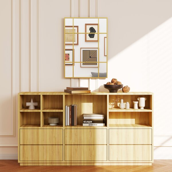 HOMCOM Specchio Rettangolare da Parete, Specchio a Finestra 70x50 cm con Cornice in Metallo, Specchio Decorativo per Soggiorno e Camera, Oro | Aosom Italy