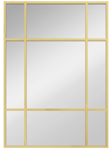 HOMCOM Specchio Rettangolare da Parete, Specchio a Finestra 70x50 cm con Cornice in Metallo, Specchio Decorativo per Soggiorno e Camera, Oro | Aosom Italy