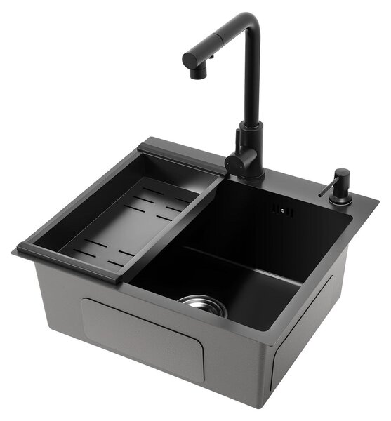 Lavello da cucina in acciaio inossidabile multifunzione con miscelatore