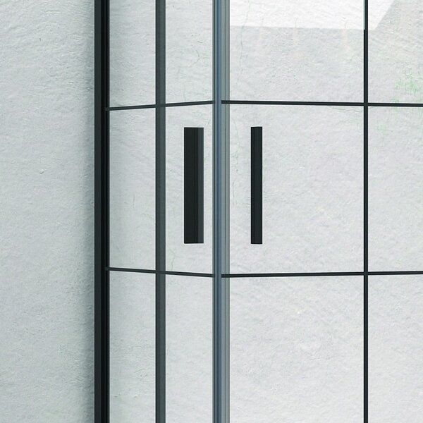 Kamalu box doccia 120x80 colore nero opaco vetro a quadrati neri nico-b1000