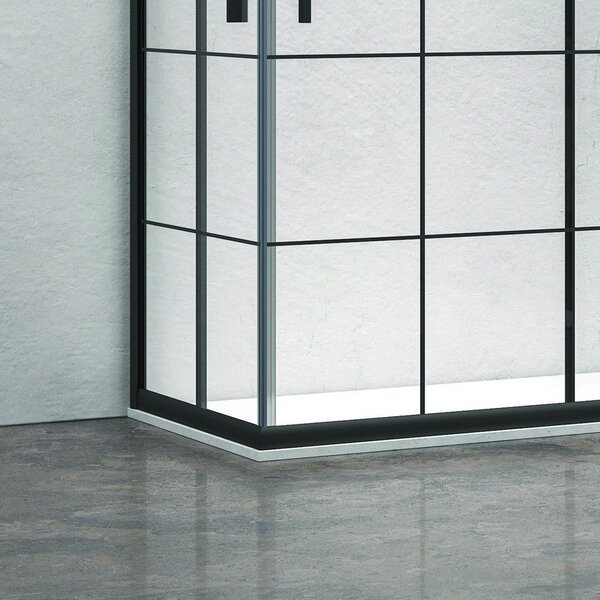 Kamalu box doccia 120x80 colore nero opaco vetro a quadrati neri nico-b1000