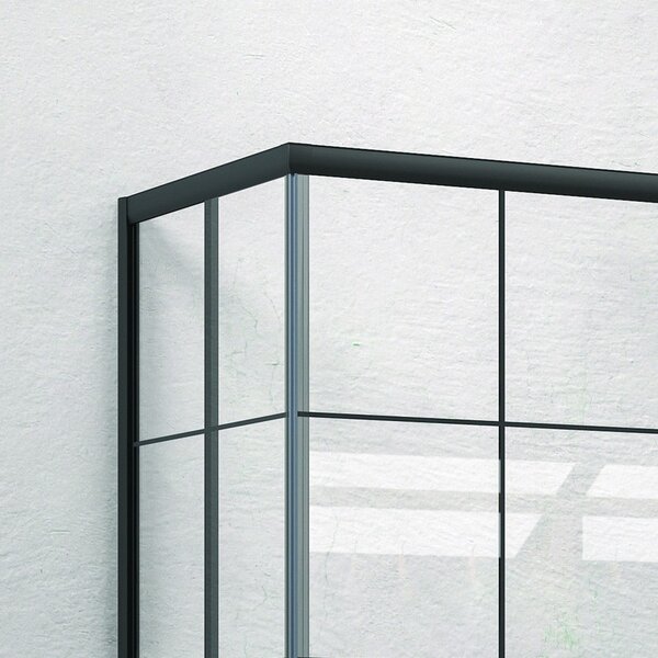 Kamalu box doccia 120x80 colore nero opaco vetro a quadrati neri nico-b1000