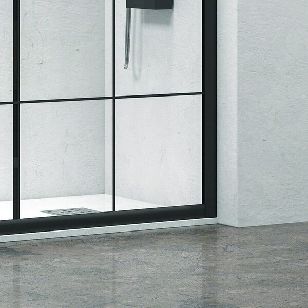 Kamalu box doccia 120x80 colore nero opaco vetro a quadrati neri nico-b1000