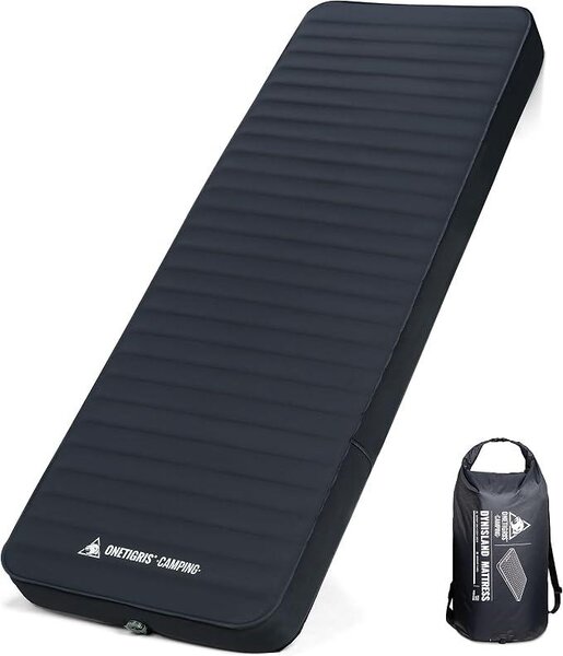 Materasso gonfiabile Dreamstar, autogonfiante, con elevato valore R, adatto per una persona, ideale come letto per ospiti, con sacco per pompa d'aria, per campeggio, viaggi e auto (70 x 198 cm)