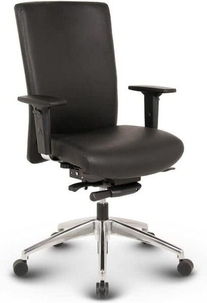 Sedia da ufficio ergonomica in vera pelle, modello Terox, colore nero. Ideale per l'ufficio e l'home office. Portata massima: 150 kg