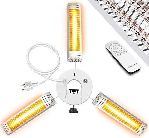 Riscaldatore a infrarossi da 3000W per terrazza, ideale per ristoranti e pergole. Riscaldatore a infrarossi da esterno, con telecomando e altezza regolabile, perfetto per giardino e spazi esterni