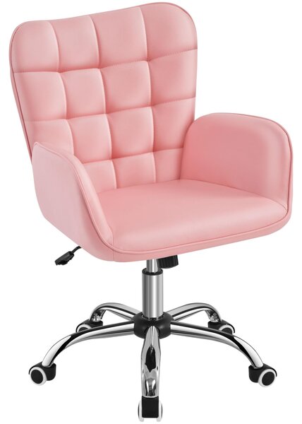 Sedia da ufficio ergonomica rosa con braccioli
