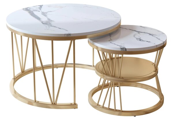 Set di 2 tavolini moderni con struttura a forma di "V"