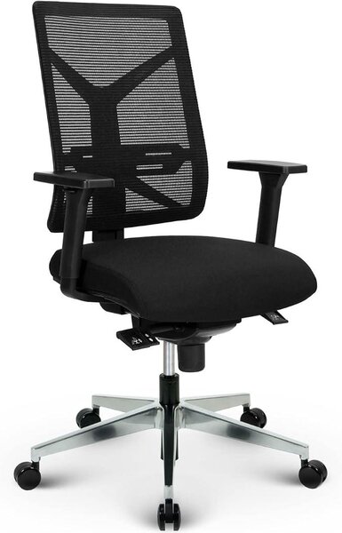 Sedia da ufficio V1801, confortevole, rivestita in tessuto/rete, colore nero – Ideale per ufficio, home office, sale conferenze – Portata massima: 150 kg